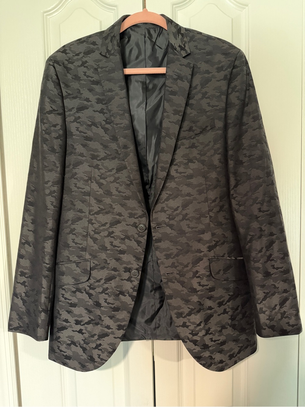Kenneth Cole Reaction Black Camouflage Jacquard Sport Coat